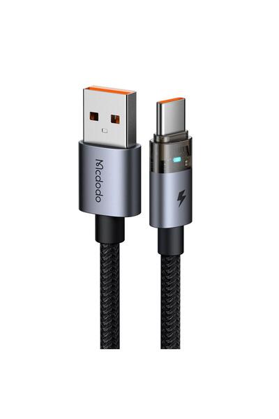 Mcdodo CA-6890 6A Usb to Type-C Şarj Data Kablosu 1,2m Işıklı Gri