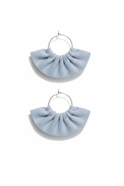 maia Women's Silver Hoop Dangle Earrings – Ice Blue Denim Umaş Design