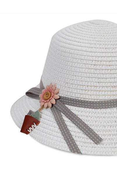 Kitti Civil Girls 6-9 Years Old Girls' Straw Hat - White Standard