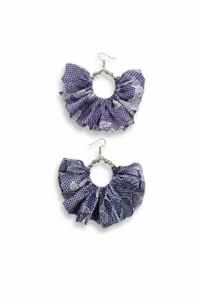 maia Kadın Gümüş Renk Sallantılı Küpe – Tül Kumaş Boncuklu Tasarım