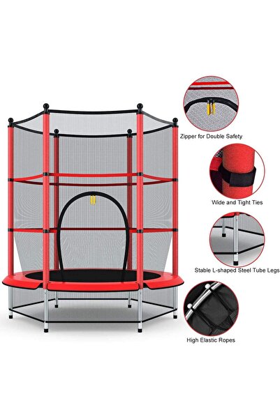 Aralifes Heavy-Duty Steel Frame Trampoline with Safety Enclosure Net Indoor/Outdoor Exercise Trampoline