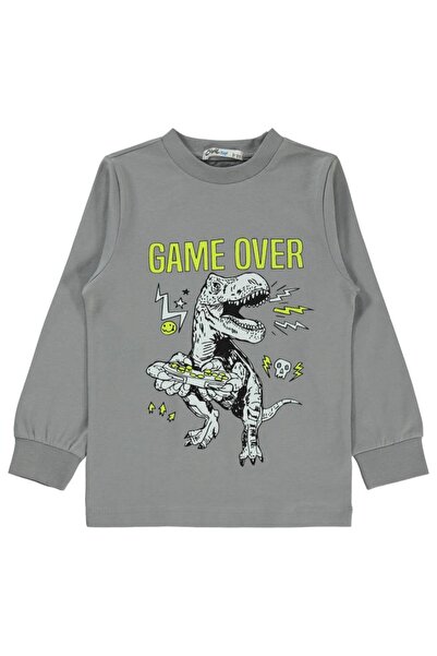 Civil Boys Game over Glow in the Dark Print 2-5 Years Old Pajama Set - Gray5-6 Years Old