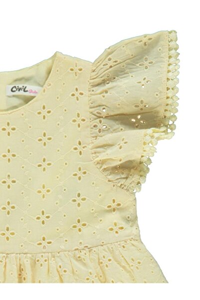 Civil Baby Civil Girls Dantel 2-5 Yaş Elbise - Sarı3-4 Yaş