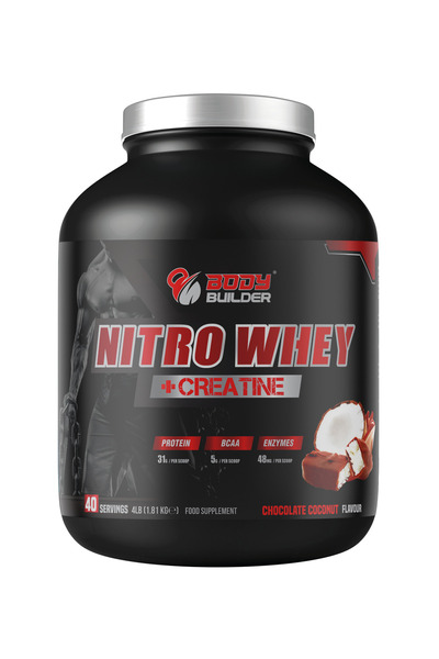 Body Builder Nitro Whey Creatine, Chocolate Coconut, 4 Lb, 31g Of Whey Protein For Muscle Growth & Recovery