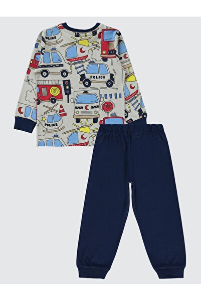 Civil Boys Vehicles Printed 2-5 Years Old Pajama Set - Navy Blue 5-6 Years Old