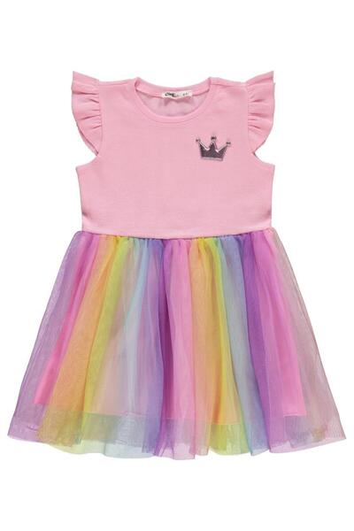 Civil Girls Πολύχρωμο Φόρεμα Καμιζόλα από Τούλι για 4-9 Ετών - Ροζ 8-9 Ετών
