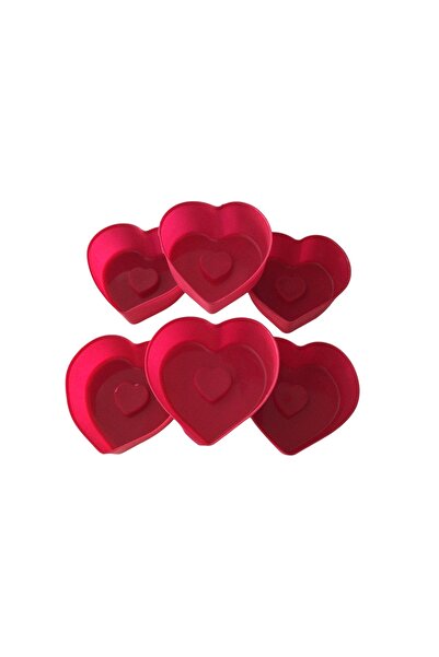 PİNK ROSE Bybirgül Red 18 Pieces Mini Silicone Heart Cake Mold, Muffin Mold 1...