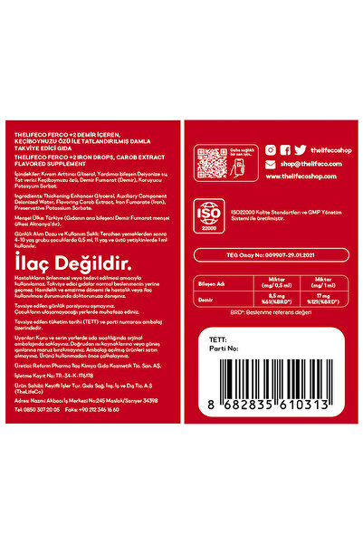 The LifeCo Ferco 2 Değerlikli Demir Damlası 30 ml