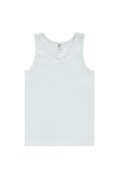 Civil Girls Strappy Lace Collar 2-12 Years Old Girls Undershirt - White 4-5 Years Old