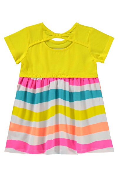 Civil Baby Dalga Eskitme Çizgi Emp. Baskı-Nakışlı 6-18 Ay Elbise - Sarı18-24 Ay
