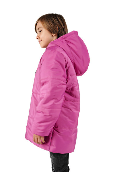 QAWWA Erkek Çocuk Elyaflı Kapüşonlu Rüzgar Geçirmez Şişme Kışlık Mont