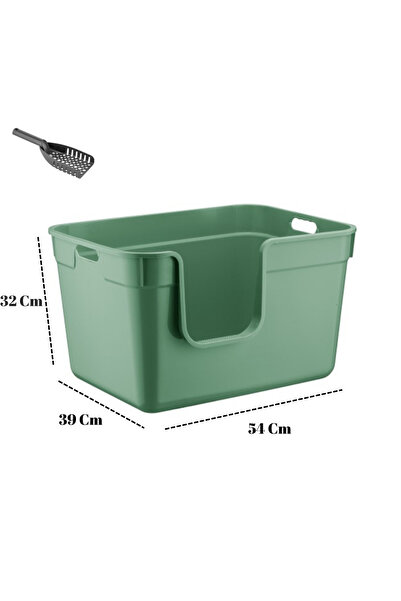 SENNEDİLERSEN Alfa Tanos Dekoratif Büyük Yarı Kapalı Kedi Tuvaleti (Kürek Hed...