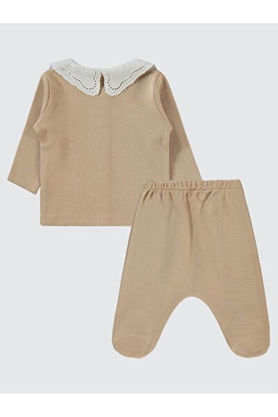 Civil Baby Yaka Dantelli 1-6 Ay Pijama Takımı - Bej3-6 Ay