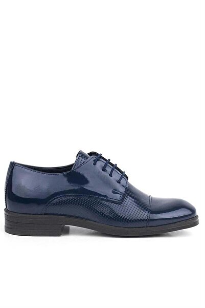 Rakerplus Navy Blue Patent Leather Oxford Laced Classic Children's Shoes