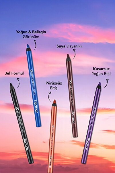 Flormar Işıltılı Kalıcı Göz Kalemi (BAKIR) - Extreme Tattoo Gel Pencil - 001 Glitzy Brown - 8682536028837