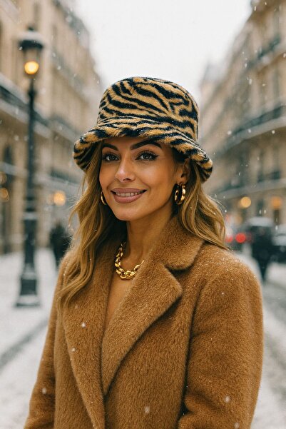 MARBERRY Pălărie de damă cu model zebră maro