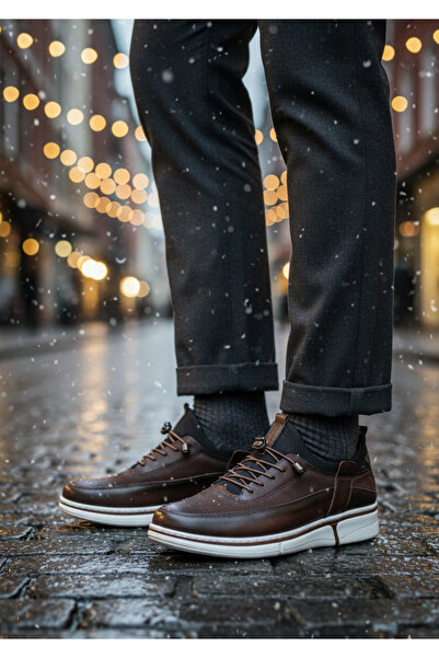 ULUSOY ayakkabı 271 siyah içi dış hakiki deri günlük lastikli hafif rahat taban ayakkabı