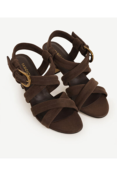 Yargıcı Pedli Çapraz Deri Topuklu Ayakkabı