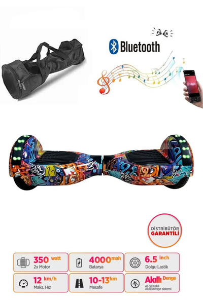 CityMate لوح تزلج كهربائي مع إضاءة LED كاملة ومكبر صوت بلوتوث، مقاس 6.5 بوصة، مع حقيبة هدية D11