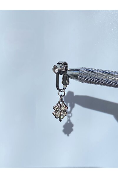 kurukafagift Göbek Mıknatıslı Sıkıştırmalı Fake Piercing Çelik Zirkon Taşlı Y...