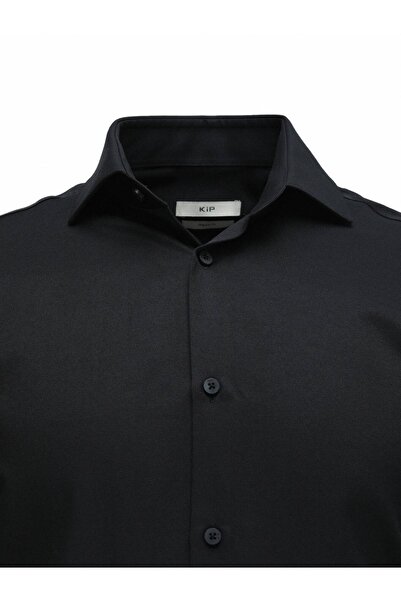 Kip Κλασικό μακρυμάνικο μαύρο ανδρικό πουκάμισο Gm-4914