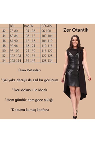 Zer Otantik Zerotantik Leather Detailed Large Size Vest Black