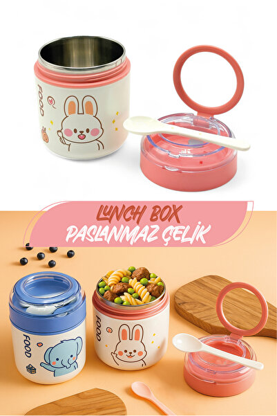 M&L LUNCH BOX Tavşan Desenli 500 ML Termal Saklama Kabı – Çocuklar İçin Terma...