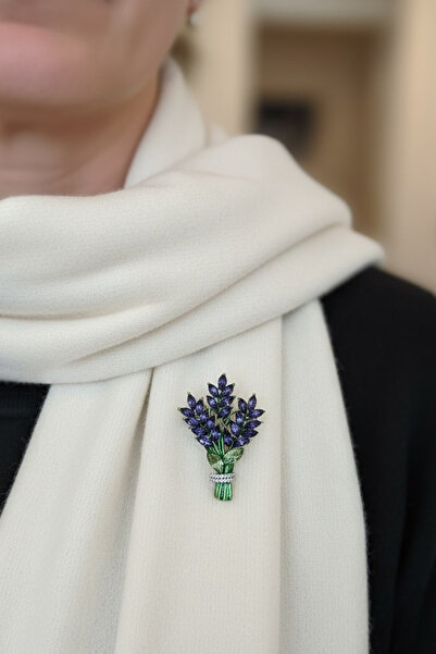 Modex Kristal Mekik Taşlı Mor Lavanta Broş (4cm)