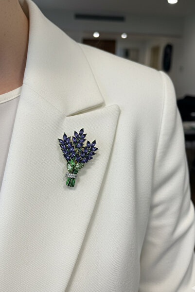 Modex Kristal Mekik Taşlı Mor Lavanta Broş (4cm)