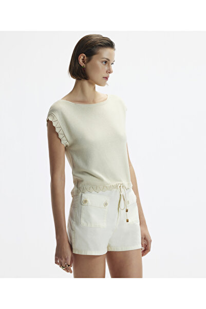 Yargıcı Cep Detaylı Denim Bermuda