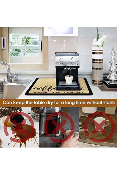 COOYA Absorbent Coffee Mat, Quick Drying Mat with Rubber Backing, Hide Stain Coffee Maker Mat (50 x 40cm)