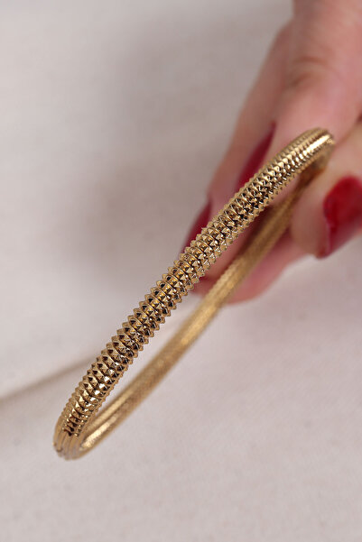 Süspüs Accessories سوار من الفولاذ المقاوم للصدأ بلون ذهبي على شكل ظهر السمكة