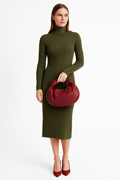 Kumsal Allure Luna Knitted Patterned Leather Hobo Bag – Zippered Luxury Design