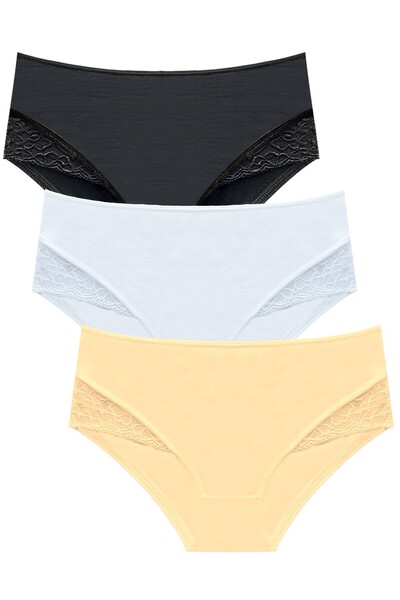 Newlilla 1212 Pachet de 3 chiloți pentru femei Bato cu dantelă 1212-v1