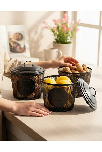 EVSTYLE METAL FİLE ÇOK AMÇLI KOVA - SEBZELİK & MEYVELİK - YUMURTA SEPETİ - ÜÇ...