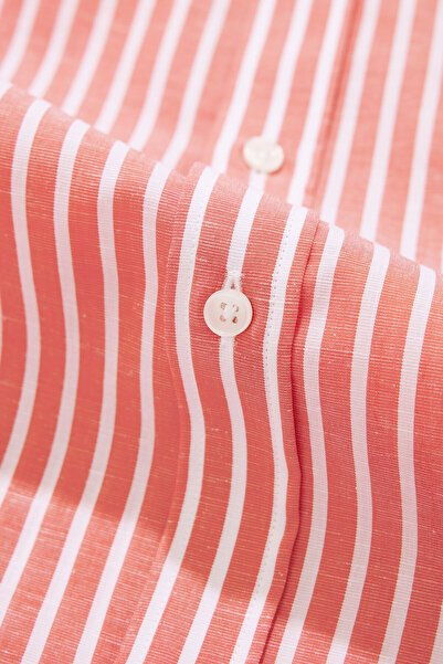 W Collection ORANGE LONG SLEEVE STRIPED PATTERNED SHIRT