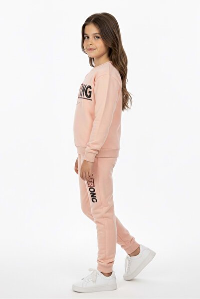 Mnk Baby&Kids Strong Motif Kız Çocuk Eşofman MNK0625 SOMON