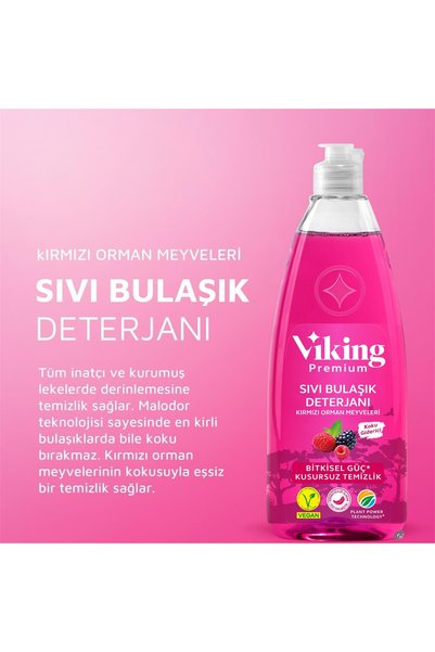 Viking Premium Orman Meyvesi Kokulu Bulaşık Deterjanı X8 Adet + Magic Sünger