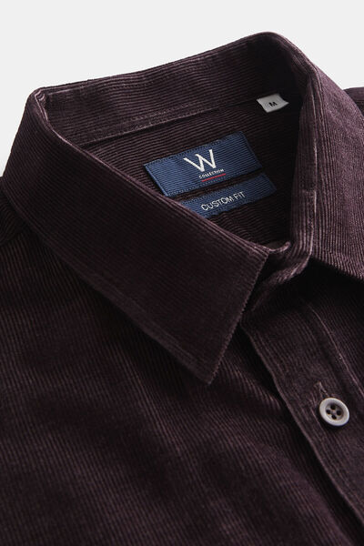 W Collection RELAX KALIP MOR FİTİLLİ GRİ YAKA GÖMLEK