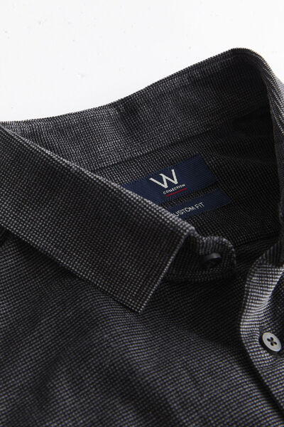 W Collection RELAX KALIP ANTRASİT FİTİLLİ SOFT YAKA GÖMLEK