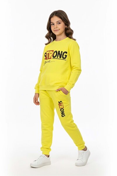 Mnk Baby&Kids Strong Motif Kız Çocuk Eşofman MNK0625 SARI