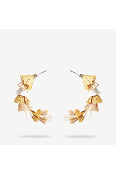 Yargıcı Püskül Detaylı Yarım Halka Küpe