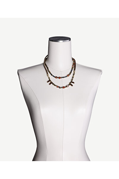 Yargıcı Deri Detaylı Doğal Taşlı Kolye