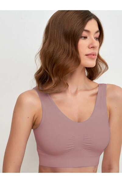 MİSTİRİK Panax Model Fit Görünüm Ekstra Toparlayıcı Kalın Askılı Pedli Spor Büstiyer Gül Kurusu Renk