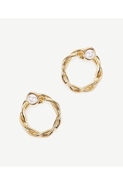 Yargıcı Yapay İnci Detaylı Halka Küpe