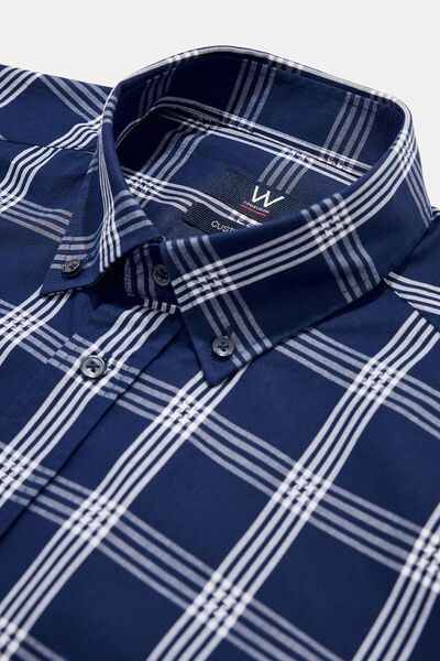 W Collection LACİVERT UZUN KOLLU EKOSE GÖMLEK