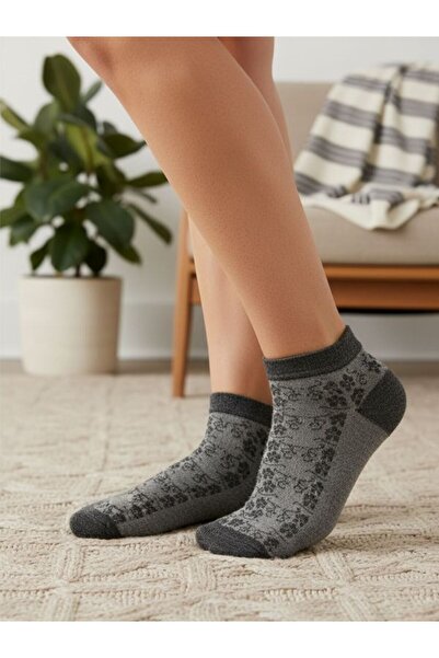 AKSU ÇORAP Embossed Ivy Motif Bamboo Women's Booties Socks