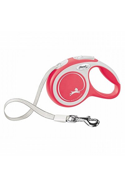 Flexi طوق جديد للكلاب من نوع Comfort Strip أوتوماتيكي للتنزه مقاس XS 3 متر باللون الأحمر