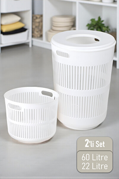 İronika Solara İkili Dekoratif Kirli Çamaşır Sepeti Seti Oyuncak Sepeti 60 - ...