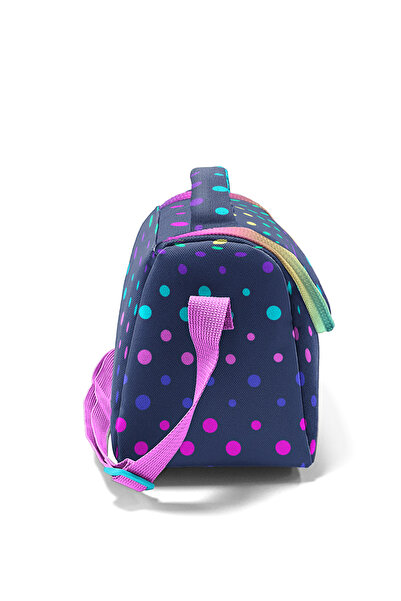 Coral High Kids Navy Blue Colored Polka Dot Patterned Thermo Lunchbox 22772